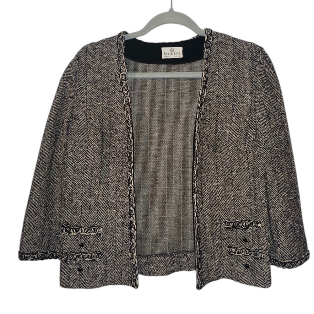 70’s Butte Knit | Cozy Warm 100% Wool Collarless Blazer Jacket - Size M/L